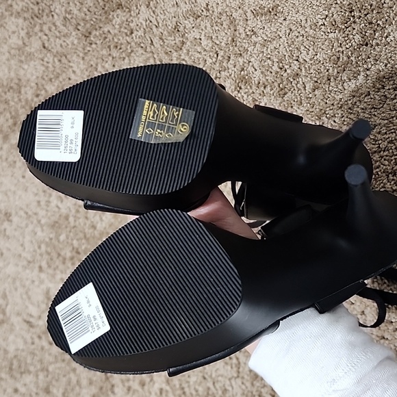 Pleaser BOW Down Lace Up Black Platform Heels -delight 600 - Picture 8 of 14